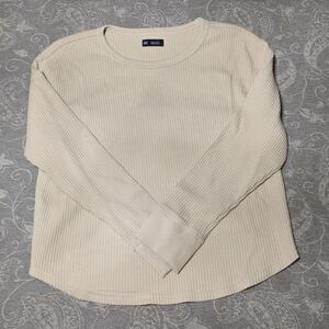 GAP Cream Ribbed Knit Long Sleeve (Size S)